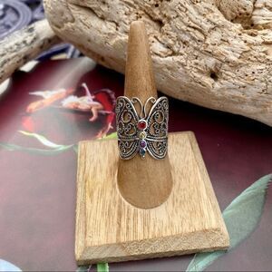 Sterling Silver Filigree CZ Butterfly Ring